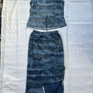 Vivace Italian Blue Tie-Dyed Cotton Skirt and Tank Set